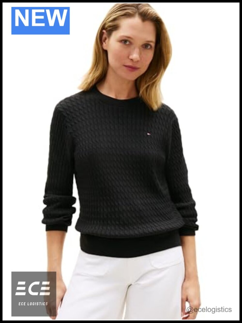Fine Gauge Cable Knit Crew Neck Lightweight Pullover Sweater